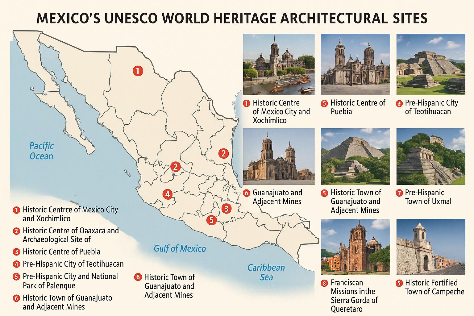UNESCO World Heritage architectural sites in Mexico